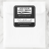 Modern Square Border Simple White Black Logo Afbee Vierkante Sticker (Tas)