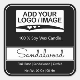 Modern Square Border Simple White Black Logo Afbee Vierkante Sticker