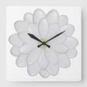 Modern Square Daisy White Clock Vierkante Klok (Voorkant)