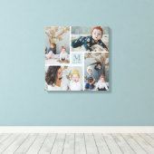 Modern Square Family Monogram Photo Collage Canvas (Insitu (Houten vloer))