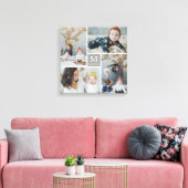 Modern Square Family Monogram Photo Collage Canvas Afdruk (Insitu (Woonkamer))