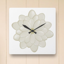 Modern Square Ivory Daisy Flower Kitchen-klok Vierkante Klok