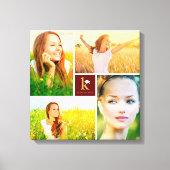 Modern Square Monogram Afstuderen 4 Foto Collage Canvas Afdruk (Voorkant)