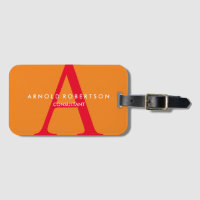 Modern Square Monogram Trendy Oranje Red
