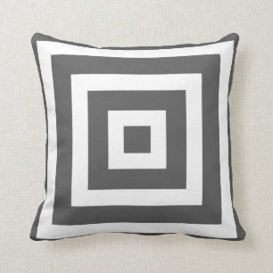 Modern Square Pattern in Charcoal Grey and White Kussen