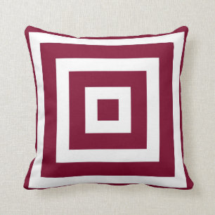 Modern Square Pattern in Cranberry and White Kussen