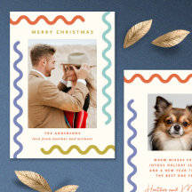 Modern Squiggle unieke vakantie fotokaart