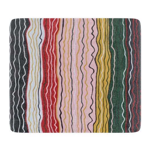 Modern Squiggles 2 6 x 7 Deco glazen snijplank (Voorkant)