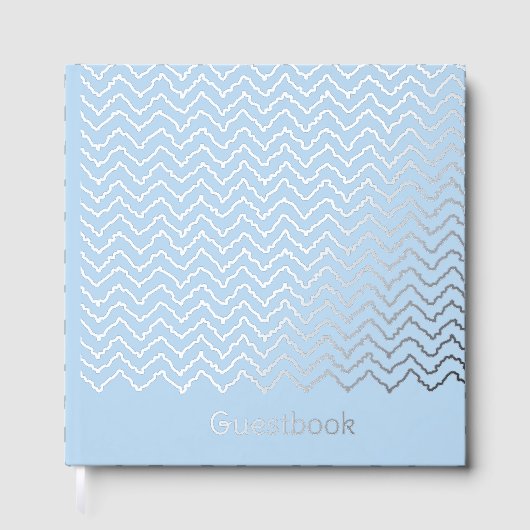 Modern Squiggly Zigzag Chevron Pattern On Blue (Recto)