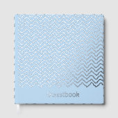 Modern Squiggly Zigzag Chevron Pattern On Blue Gastenboek (Voorkant)