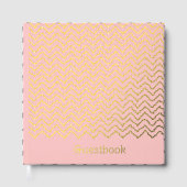 Modern Squiggly Zigzag Chevron Pattern On Pink Gastenboek (Voorkant)