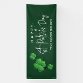 Modern St Patricks Day Green Shamrock Party Name Spandoek (Verticaal)