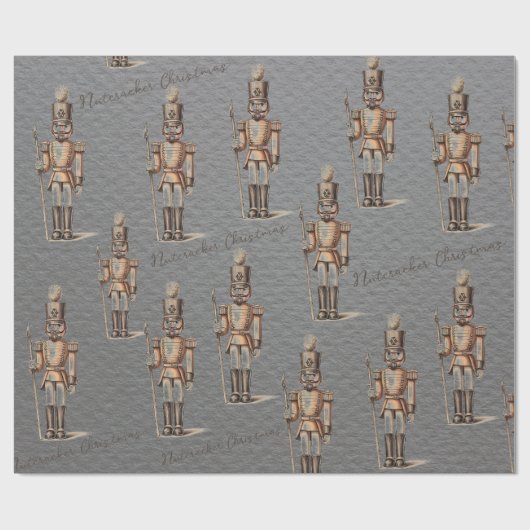 Modern Staal Grijs Goud Notenkraker Brons Cadeaupapier (Vlak)