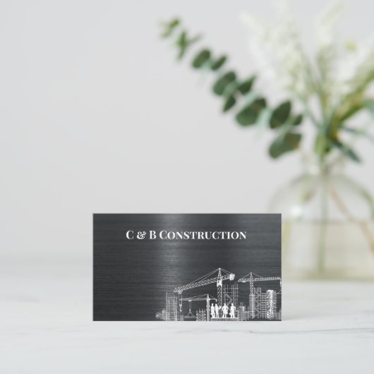 Modern staal metaal achtergrond bouwbedrijf visitekaartje (Staand voorkant)