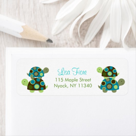 Modern Stacked Turtle Adresetiketten Etiket (Insitu)