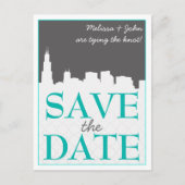 Modern stadsbeeld Save the Date Briefkaarten (Voorkant)