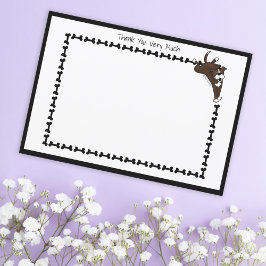 Modern Staffy Lab Hond Bone Zwart Wit Flat Bedankkaart