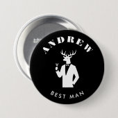 Modern Stag Party Black Bachelor Party Custom Name Ronde Button 7,6 Cm (Voorkant /achterkant)