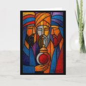 Modern Stained Glass Three Wise Men in English Kaart (Voorkant)