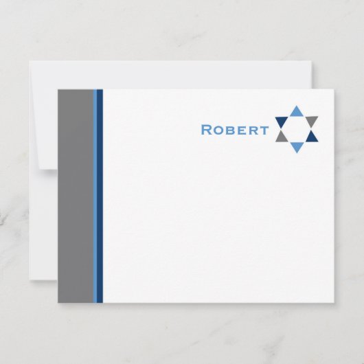 Modern Star Bar Mitzvah - Hartelijk dank Notitiekaartje (Voorkant)