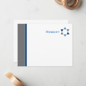 Modern Star Bar Mitzvah - Hartelijk dank Notitiekaartje (Voorkant / Achterkant in situ)