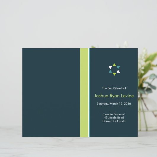 Modern Star Bar Mitzvah Program Flyer (Staand voorkant)