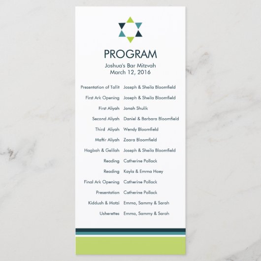 Modern Star Bar Mitzvah-programma Programma (Voorkant)