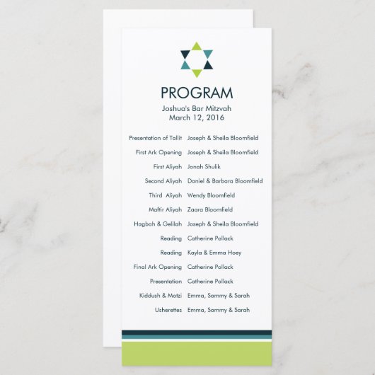 Modern Star Bar Mitzvah-programma Programma (Voorkant / Achterkant)