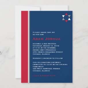 Modern Star Bar Mitzvah Uitnodiging