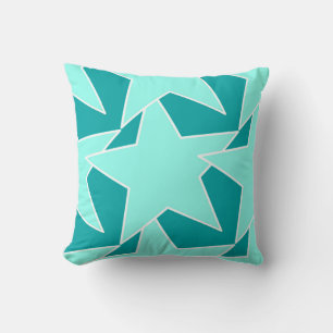 Modern Star Geometric - Aqua en turquoise Kussen