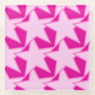 Modern Star Geometric - bleek roze en fuchsia Glazen Onderzetter