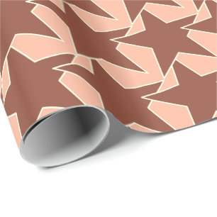 Modern Star Geometric - cacaobruin en perzik Cadeaupapier
