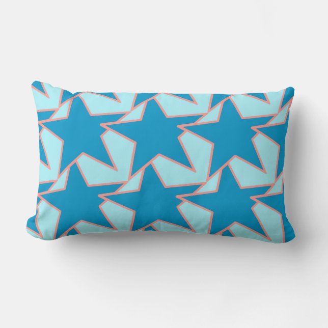Modern Star Geometric - cerulean and sky blue Kussen (Voorkant)