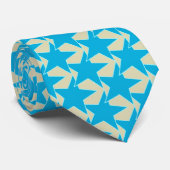 Modern Star Geometric - cerulean blue en tan Stropdas (Opgerold)