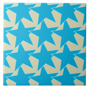 Modern Star Geometric - cerulean blue en tan Tegeltje