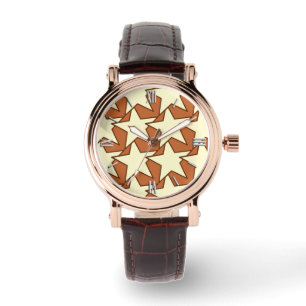 Modern Star Geometric - crème en kamelan Horloge
