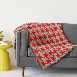 Modern Star Geometric - diep rood en taupe Deken