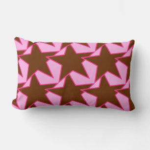 Modern Star Geometric - donkerbruin en roze Kussen
