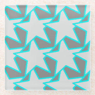 Modern Star Geometric - grijs en turquoise Glazen Onderzetter