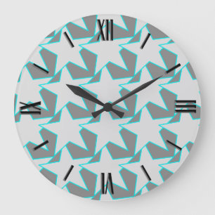 Modern Star Geometric - grijs en turquoise Grote Klok