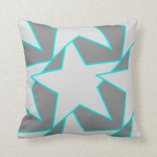 Modern Star Geometric - grijs en turquoise Kussen