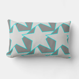Modern Star Geometric - grijs en turquoise Kussen