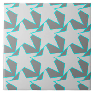 Modern Star Geometric - grijs en turquoise Tegeltje