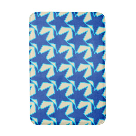 Modern Star Geometric - kobalt blauw en taupe Badmat (Voorkant Verticaal)