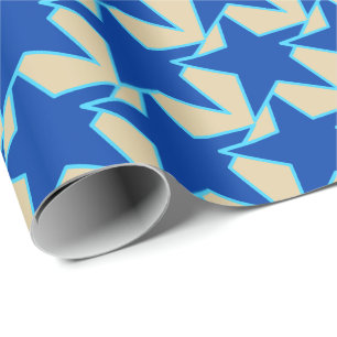 Modern Star Geometric - kobalt blauw en taupe Cadeaupapier