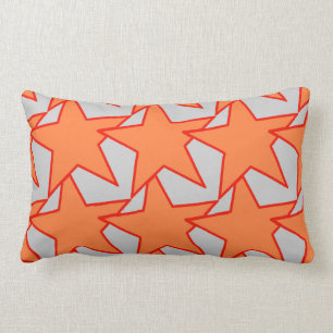 Modern Star Geometric - koraal oranje en grijs Kussen