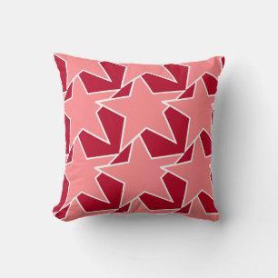 Modern Star Geometric - koraalroze en rood Kussen