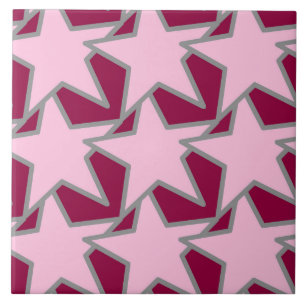 Modern Star Geometric, Light Pink en Burgundy Tegeltje