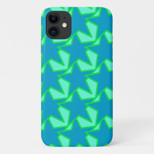 Modern Star Geometric Pattern, Jade Green en Blue iPhone 11 Hoesje