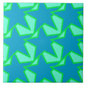 Modern Star Geometric Pattern, Jade Green en Blue Tegeltje (Voorkant)